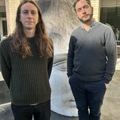Austin Schubert with Arpiar Saunders, Ph.D. (Courtesy)
