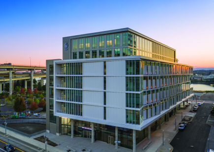 The Knight Cancer Research Building along the Portland waterfront