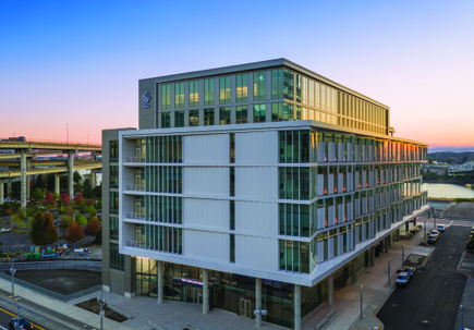 The Knight Cancer Research Building along the Portland waterfront