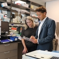 Russell Wells Amie Hiller in lab at OHSU