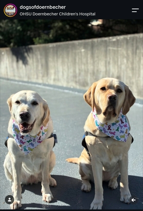 Casey and Darby pose at OHSU