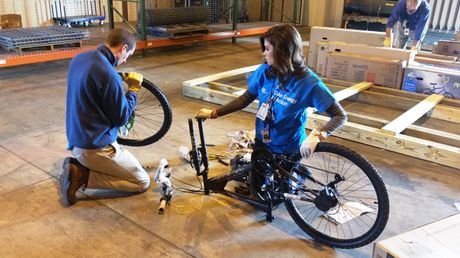 Catawba Nuclear Station employees assemble bikes for local children