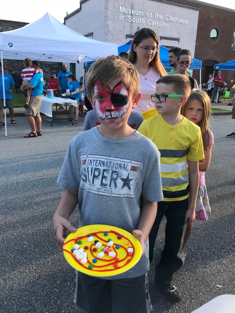 Making atoms with candy at Duke Energy Night in Walhalla, S.C.