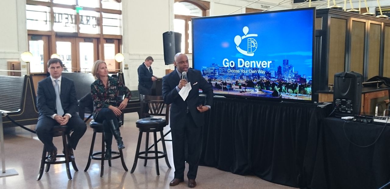 Press conference launching new Go Denver mobility app by Xerox