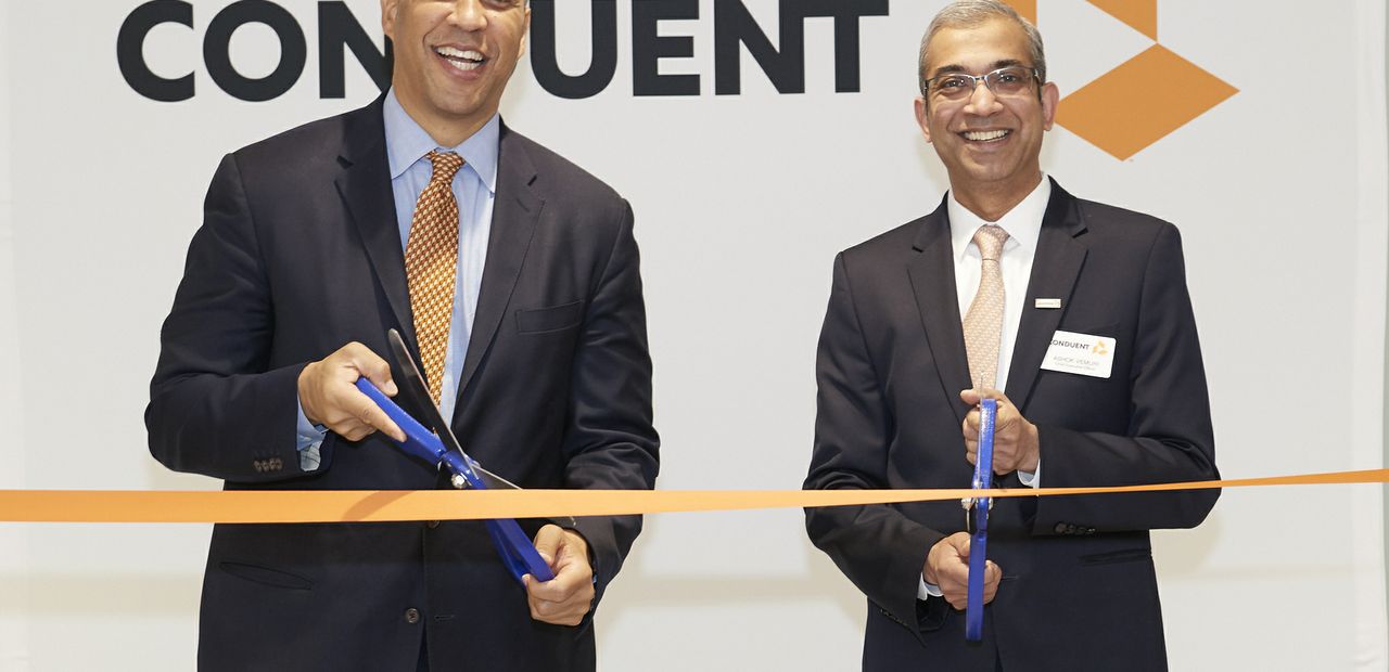 U.S. Senator Cory Booker and Conduent CEO Ashok Vemuri