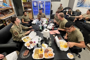 deployed troop eating
