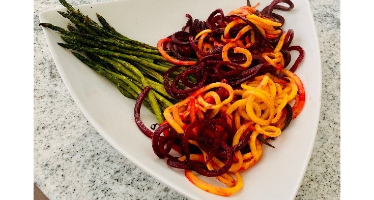 Baked fish with roasted veggies