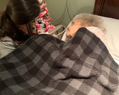 Joan Barrier and great granddaughter and mom