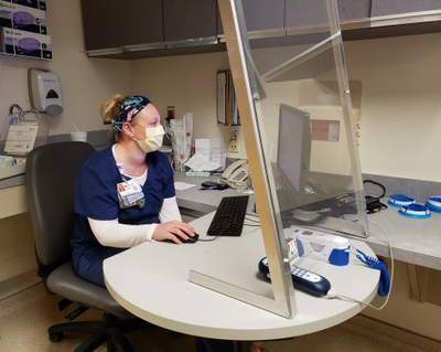 Amber Mabe RN at triage station