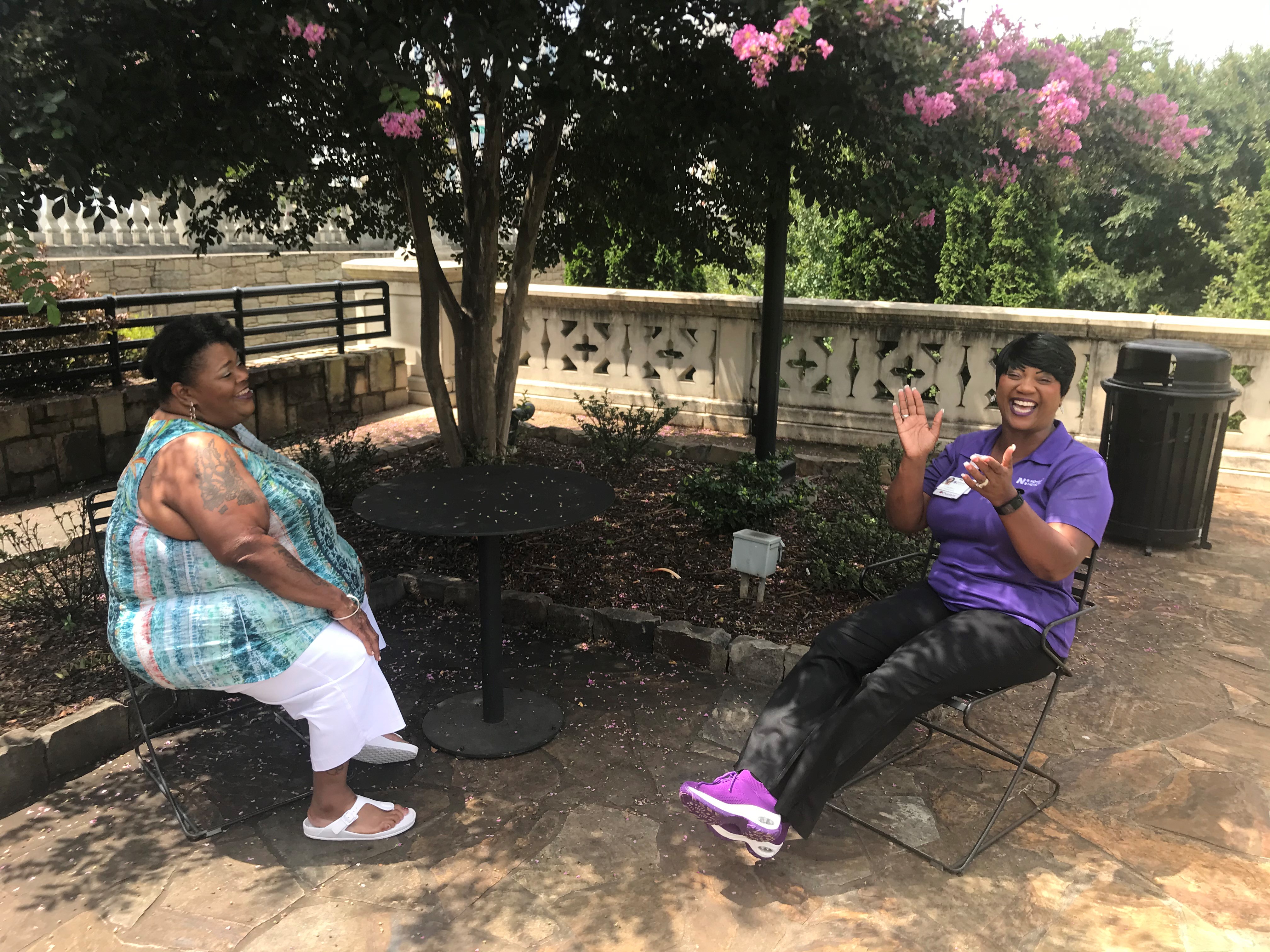 Tangejula Smith and Gloria Council seated
