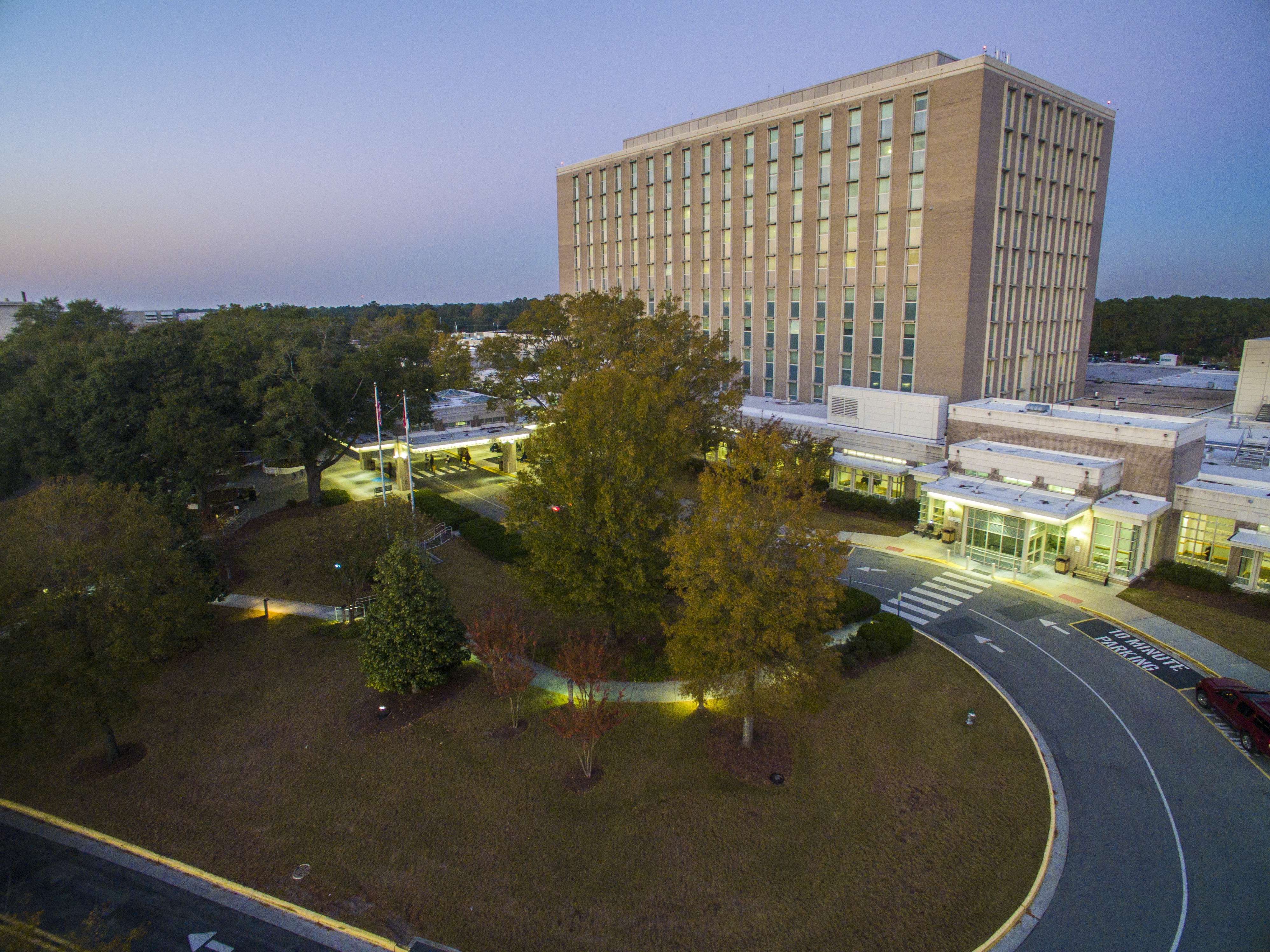 New Hanover Regional Medical Center at sunset.