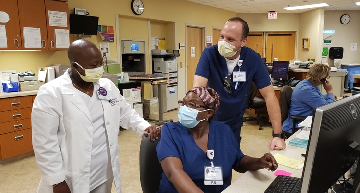 Jessica Neely with Joyce Irungu RN and Chris Barone RN 