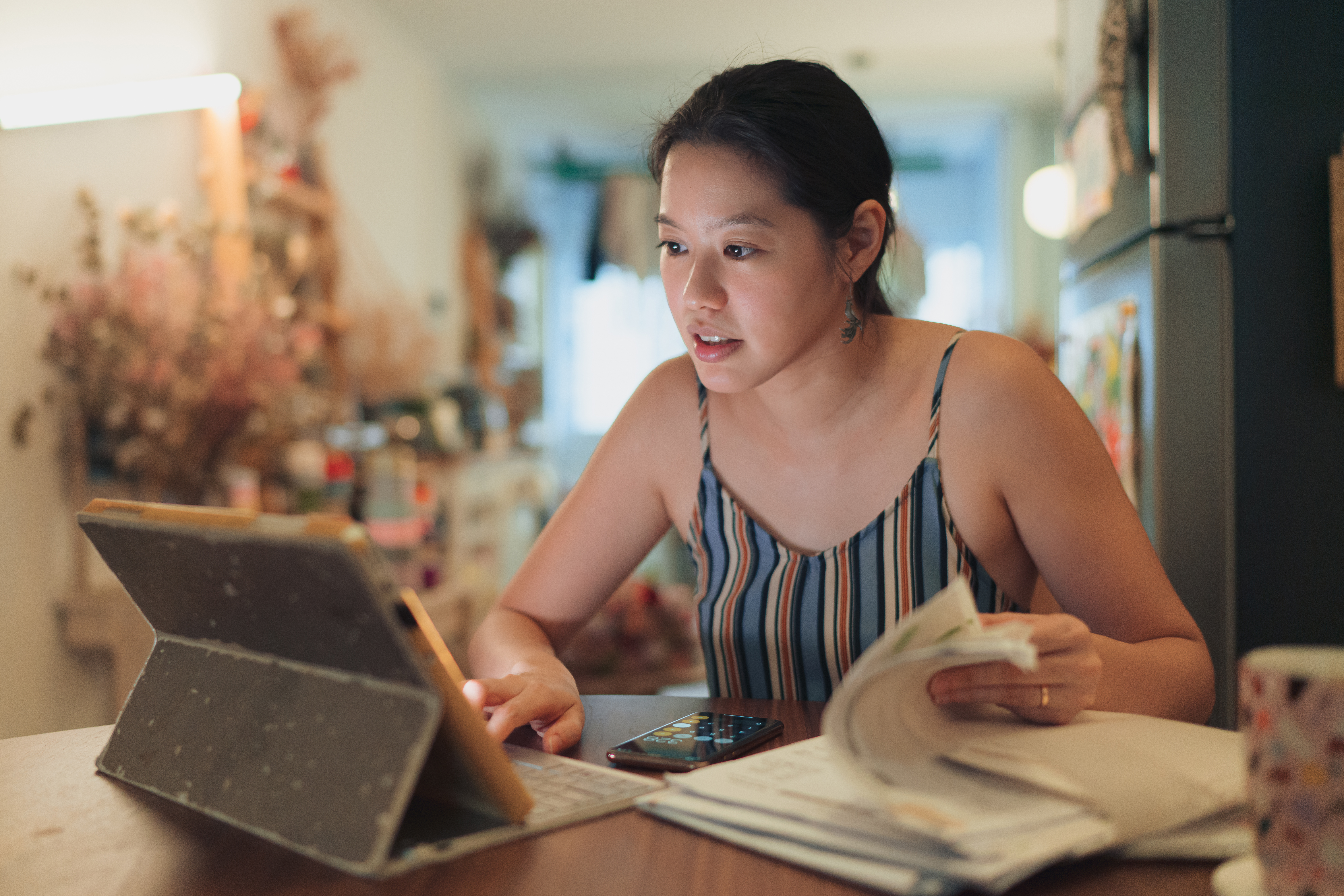 woman looking at laptop