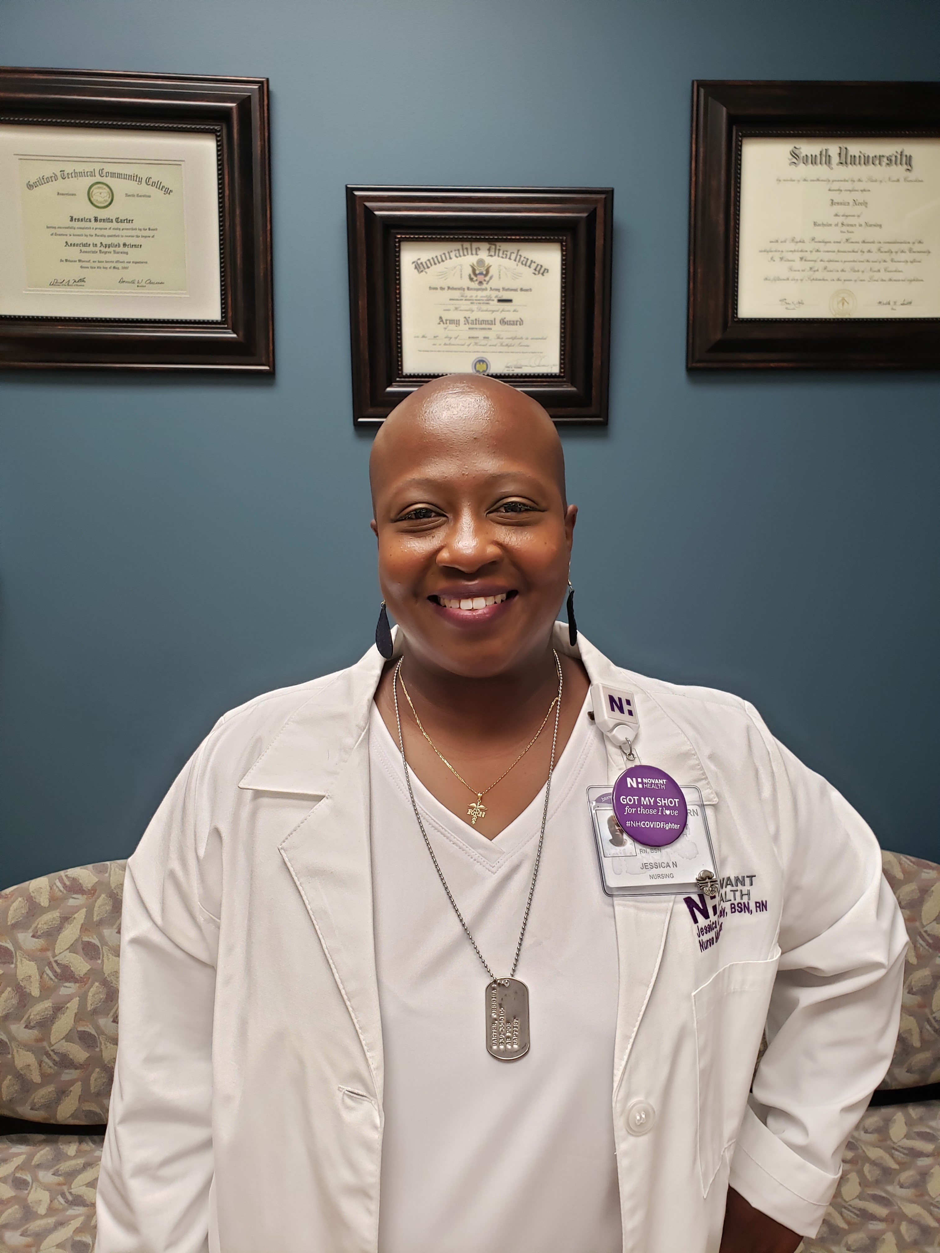 Jessica Neely head shot with dog tag 2