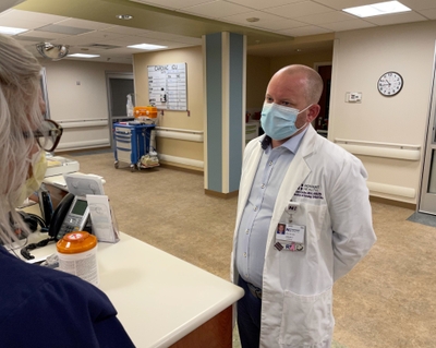 Jason Cooke in the ICU at Novant Health Presbyterian Medical Center.