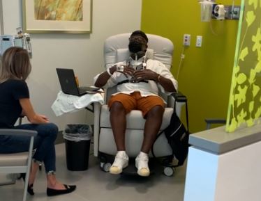 tim cooper at chemo appointment in charlotte