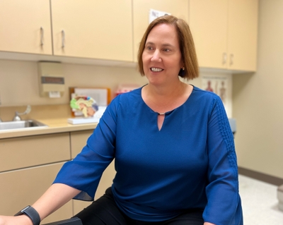 Dr Conway in clinic without mask