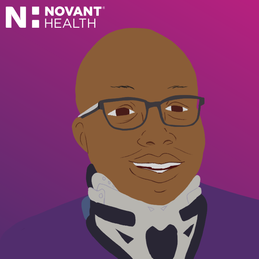 A sketch of Tim Cooper, a Black man in his fifties who lives in Gastonia, North Carolina. 