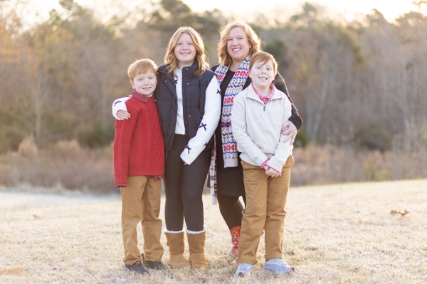 Hudson Goose far right with L-R his twin brother Miller sister Hailey and mother Meredith