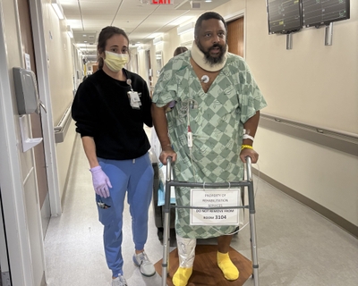 John Taylor walking halls 3 days after surgery