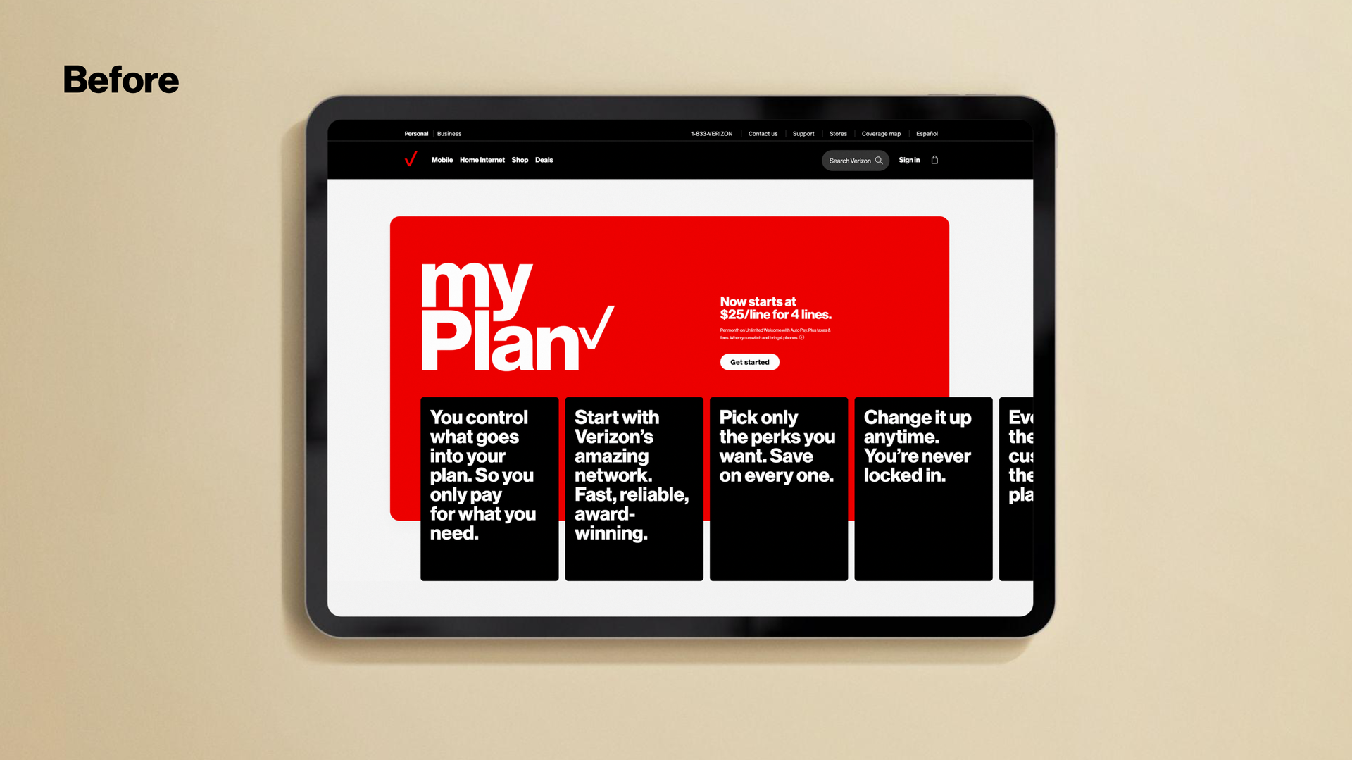 Verizon MyPlan Before
