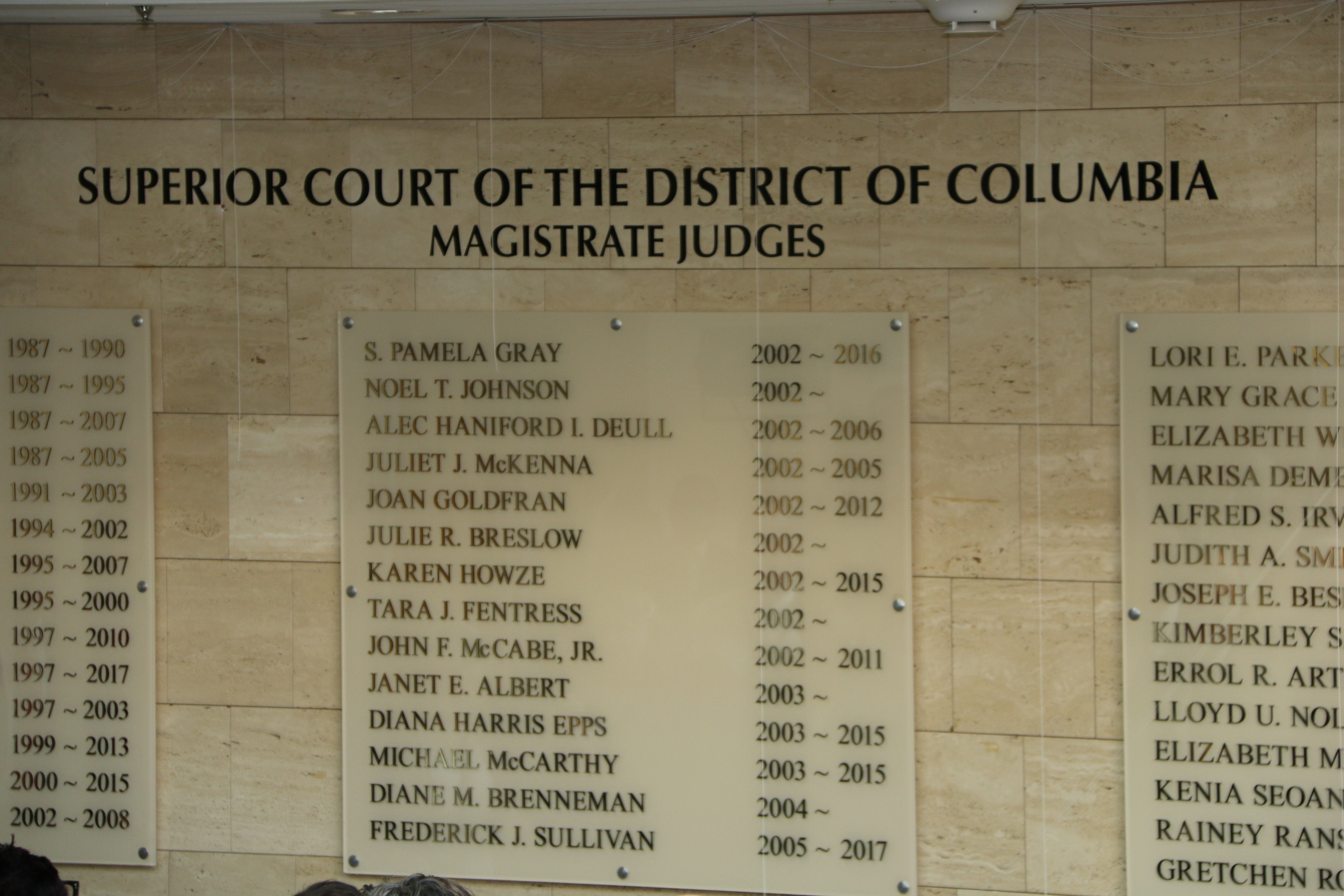 Wall with Magistrate Judge names