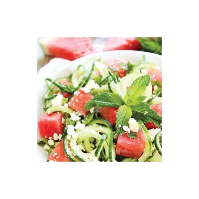 Cucumber Noodle, Watermelon, and Feta Salad