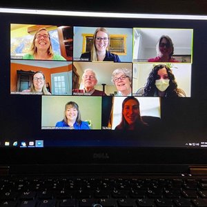 Family having a Zoom call with provider team