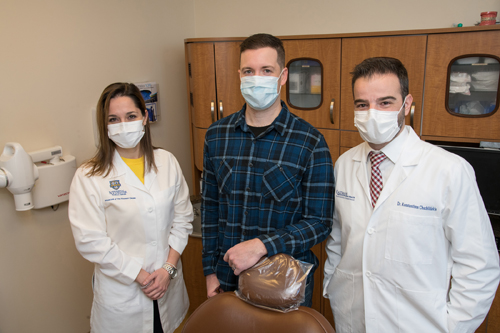 Jeff pictured with his two specialists, Dr. Tsigarida and Dr. Chochlidakis