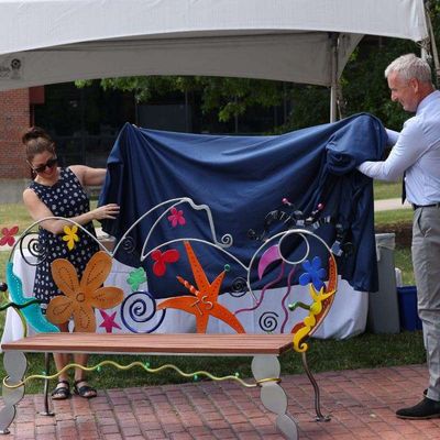 Whimsical bench celebrates pioneer in autism research