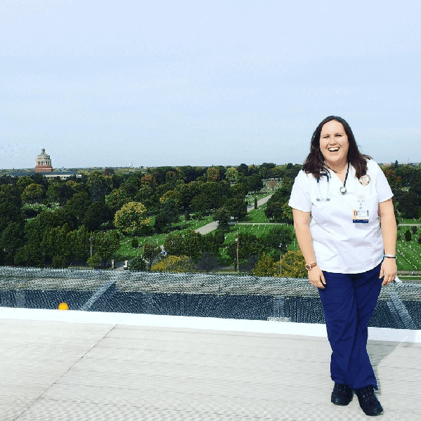 Kim Olfano as a nursing student at the University of Rochester
