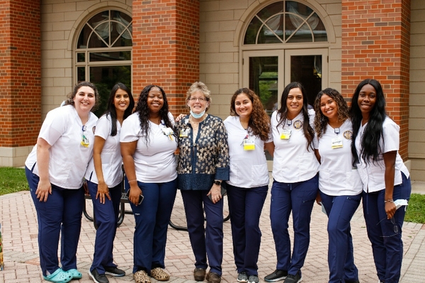 Kathy Rideout with nursing students