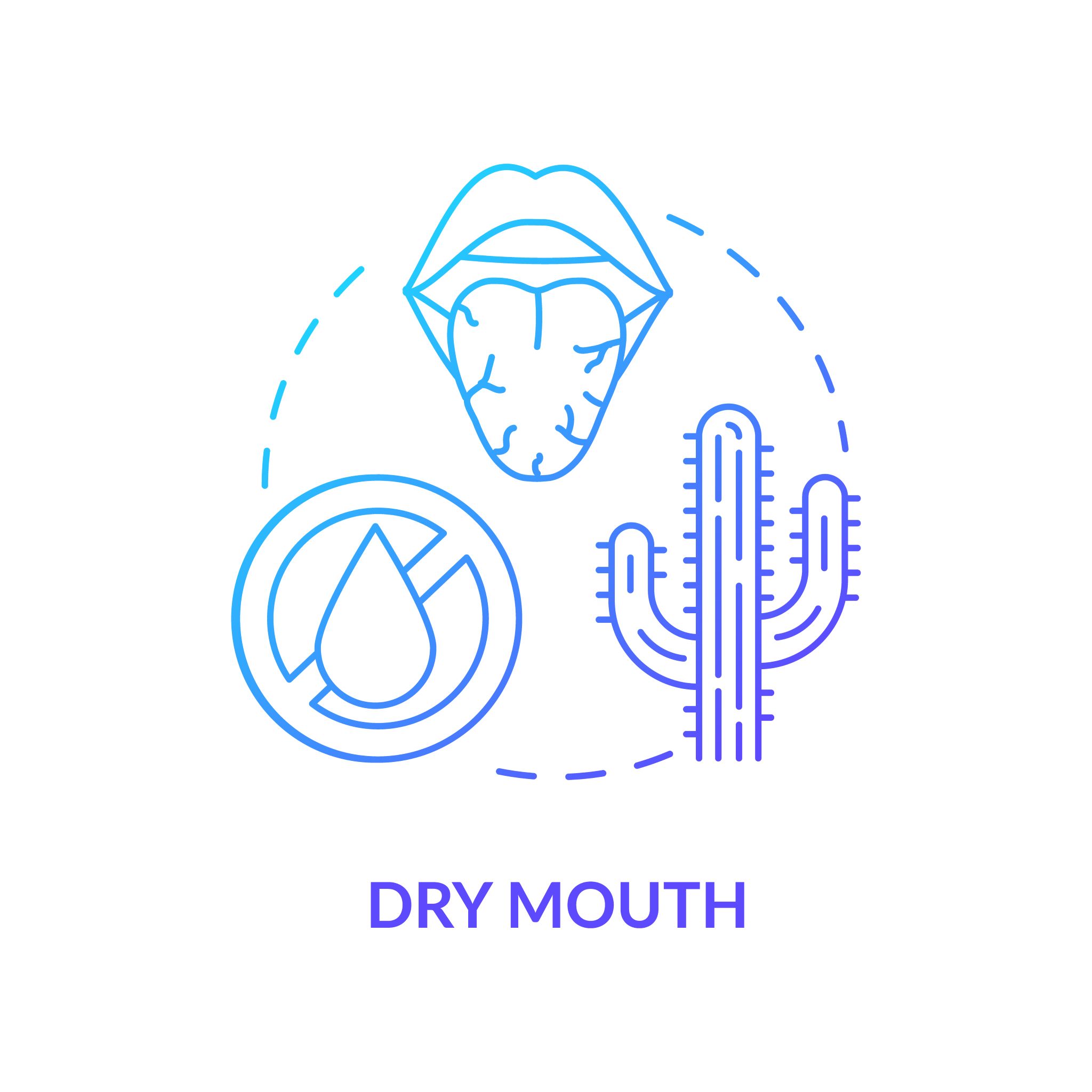 illustration of dry tongue with cactus and flame