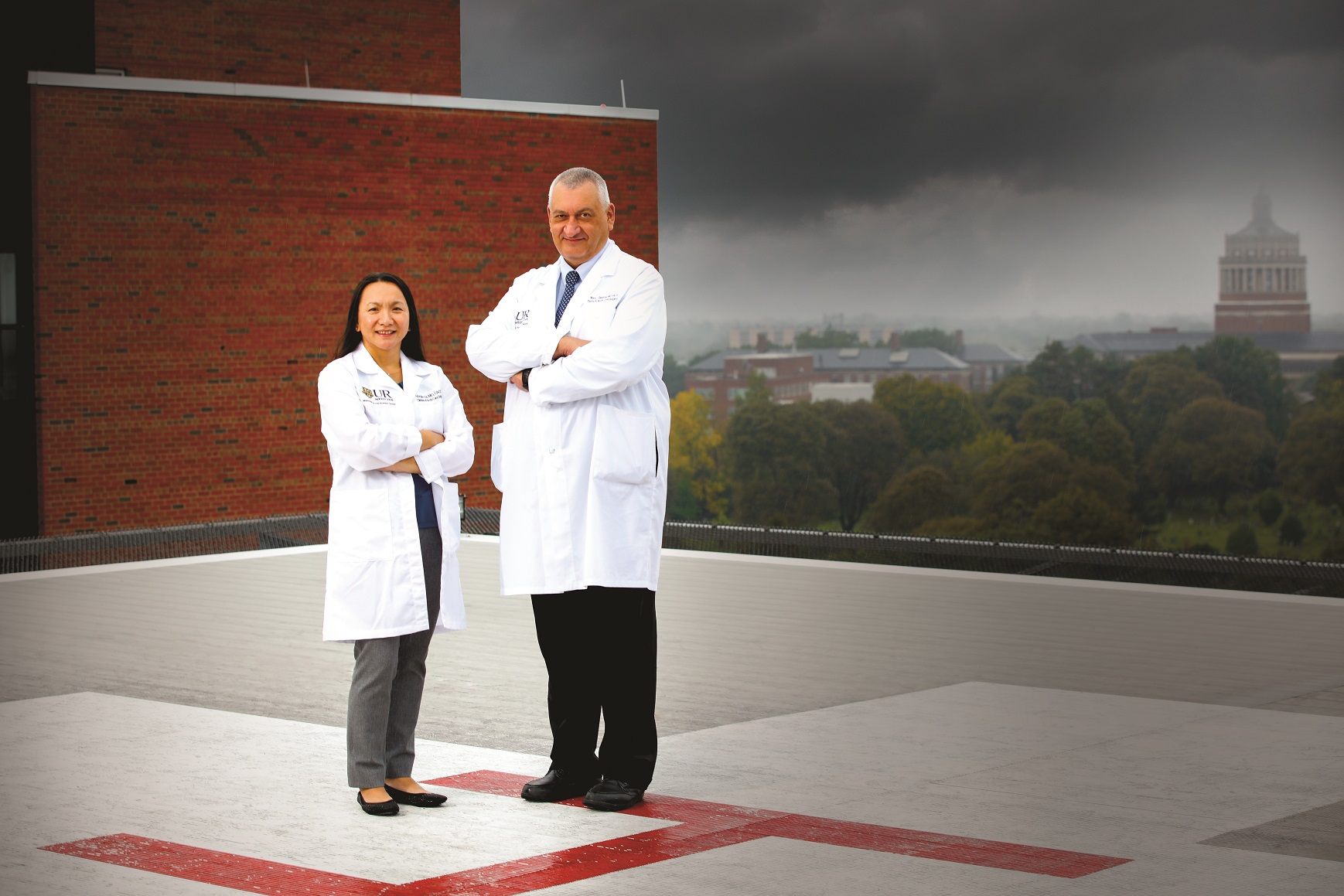 Trauma Surgeons Yanjie Qi, MD, and Mark Gestring, MD.