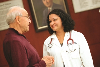 Supriya Mohile with a patient