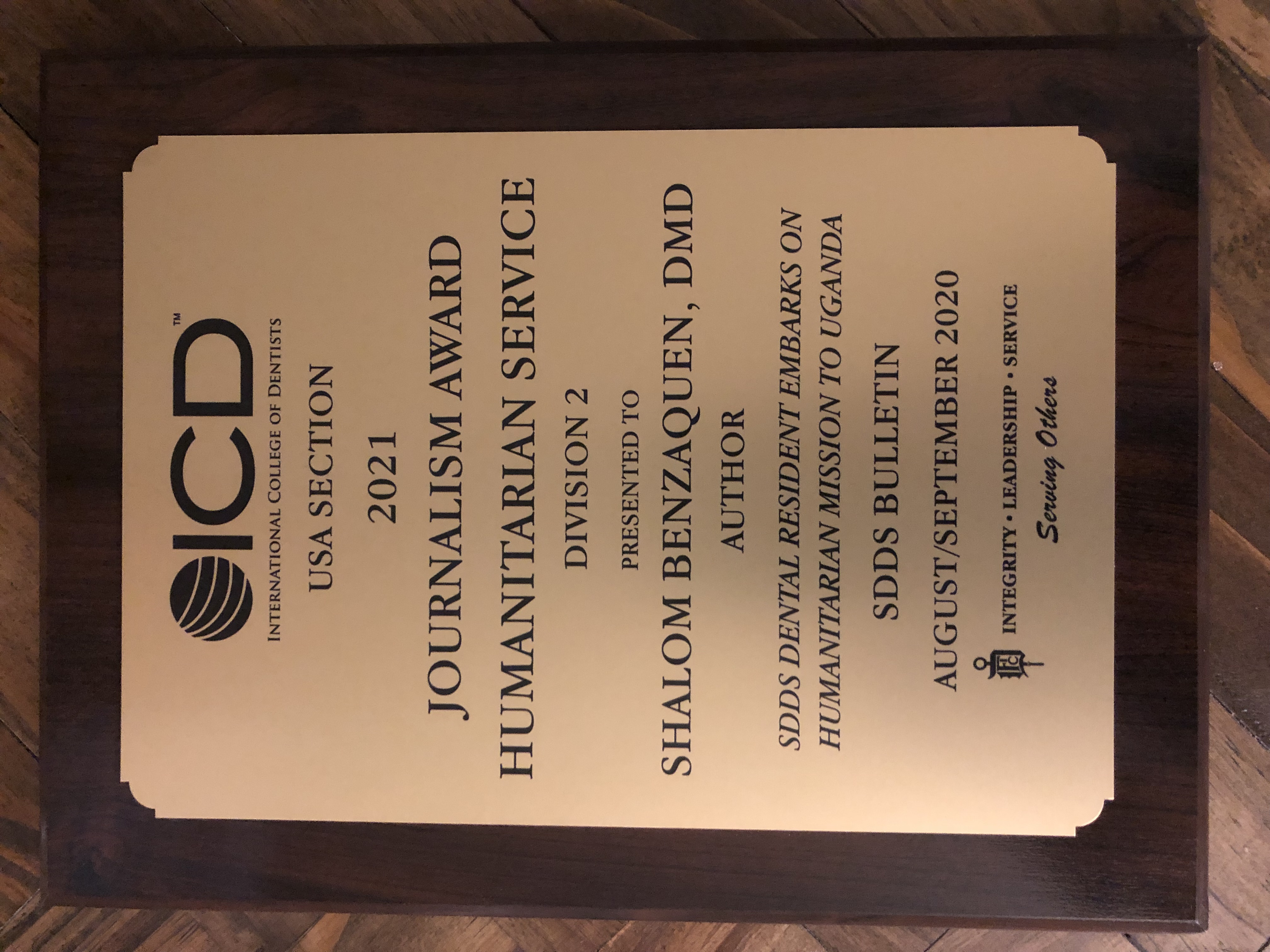 Shalom's ICD award