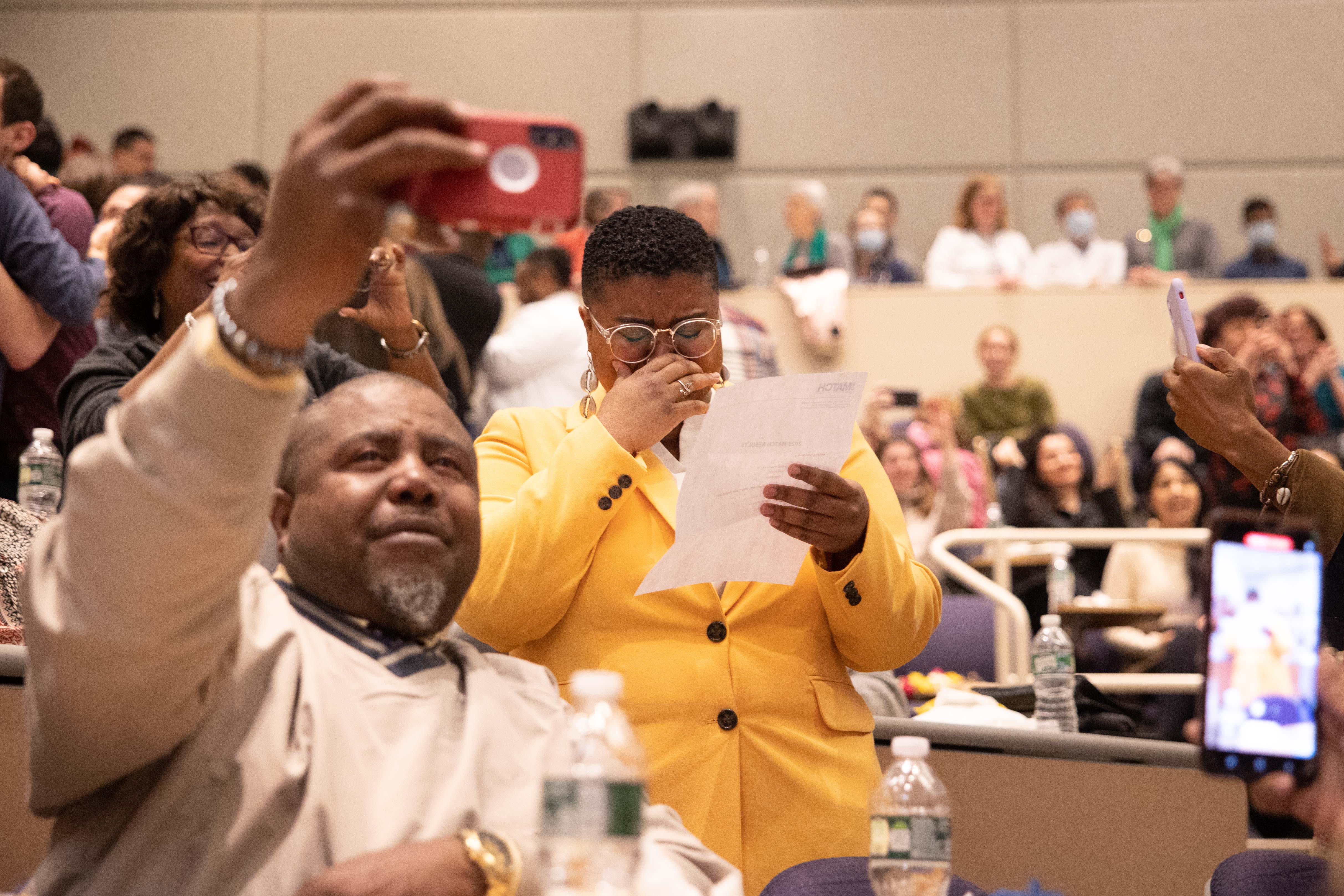 Indigo Gill, UCSF Family Medicine reacts after opening her letter. // University of Rochester School of Medicine and Dentistry students find out where their residencies will be on Match Day at the URMC March 17, 2023. // photo by Keith Walters / University of Rochester