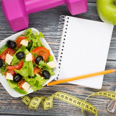 Workout and fitness dieting copy space diary.
