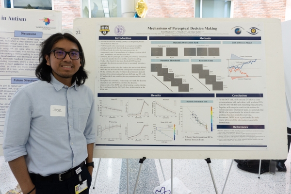 Reynoso Jose stands with poster at NEUROCITY final poster presentation in the summer of 2022.