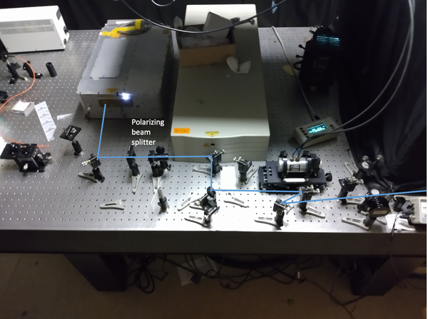 Light path (blue) used in a 2-photon microscope setup