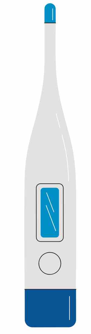 White and blue thermometer for checking fevers