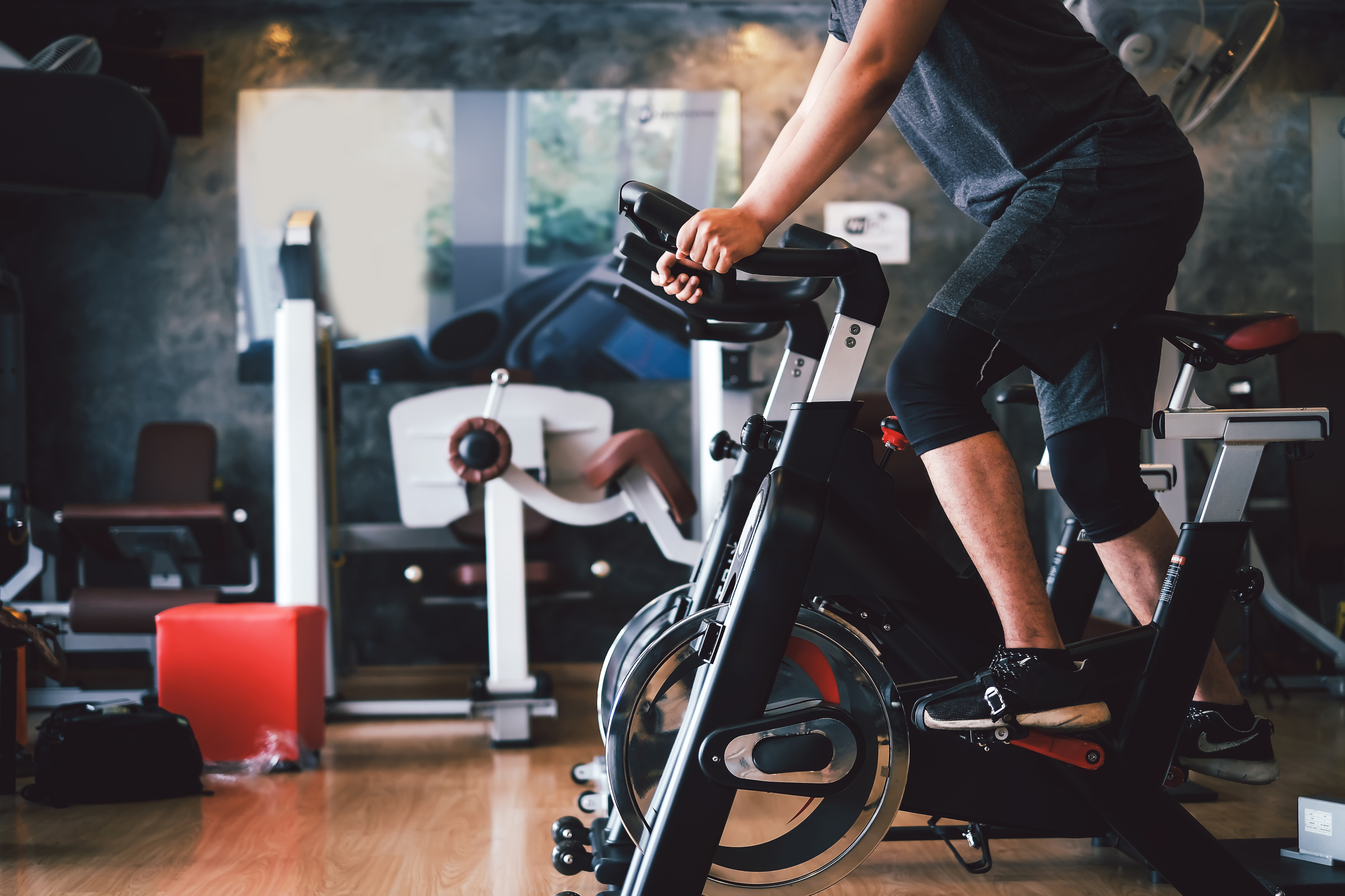 Stationary bike in a gym