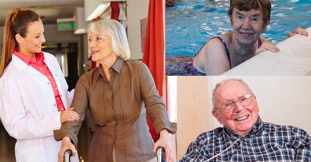 Collage of seniors at a nursing home