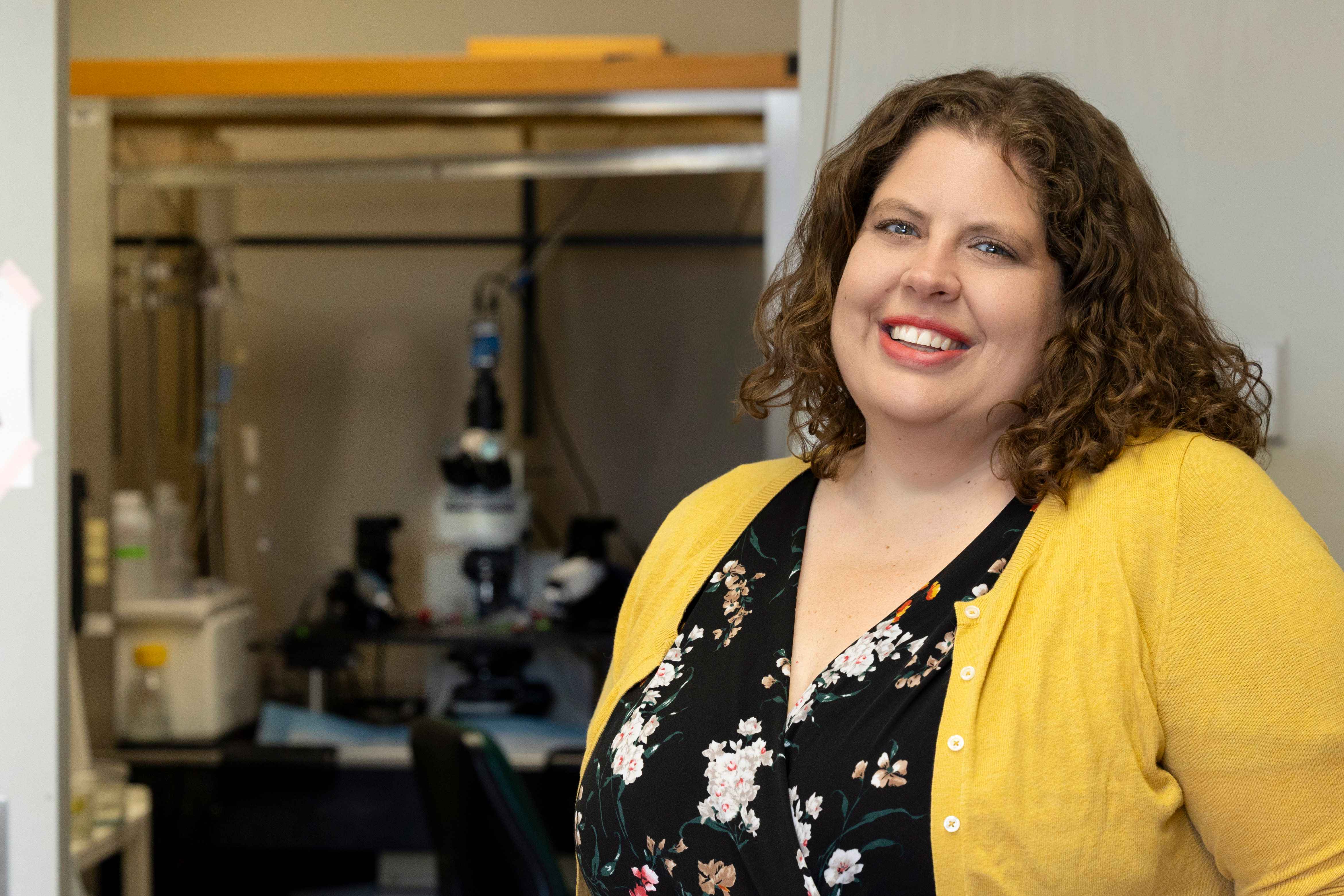 URochester neuroscientist Lauren Hablitz in her lab. 