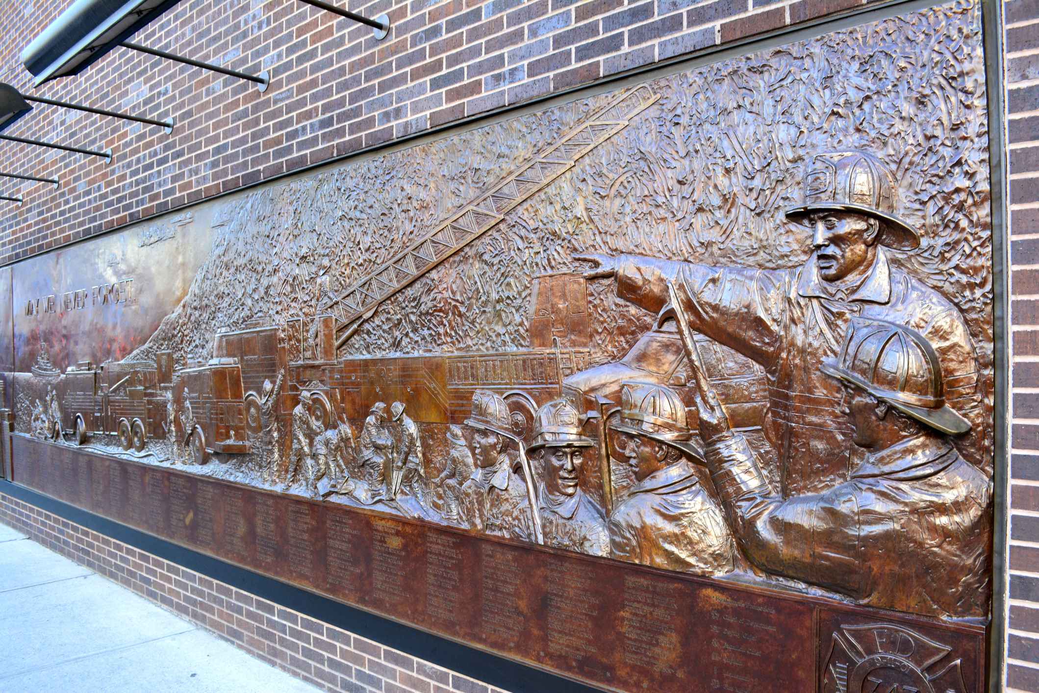 Image of the firefighters memorial at Ground Zero. 