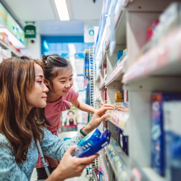 supplements vitamins drug store mom girl shopping