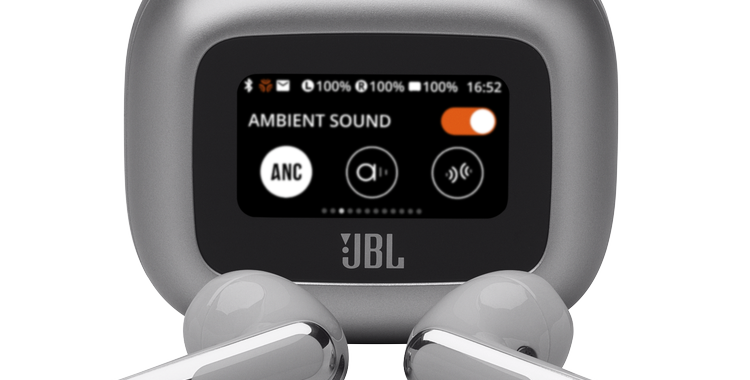 01.JBL_Live Flex 3_Product Image_Charg Case Feat_Silver