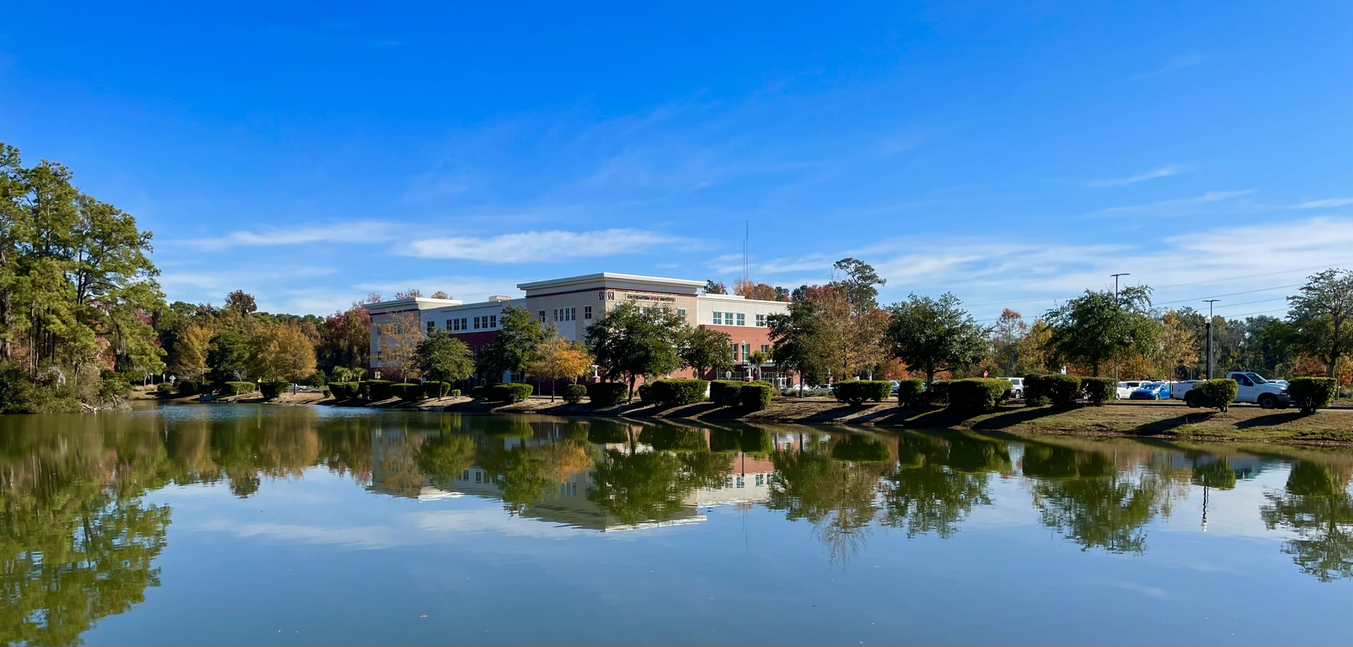 Building across Lake