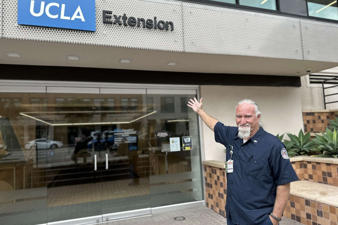 Daniel Martin outside of a UCLA Extension building