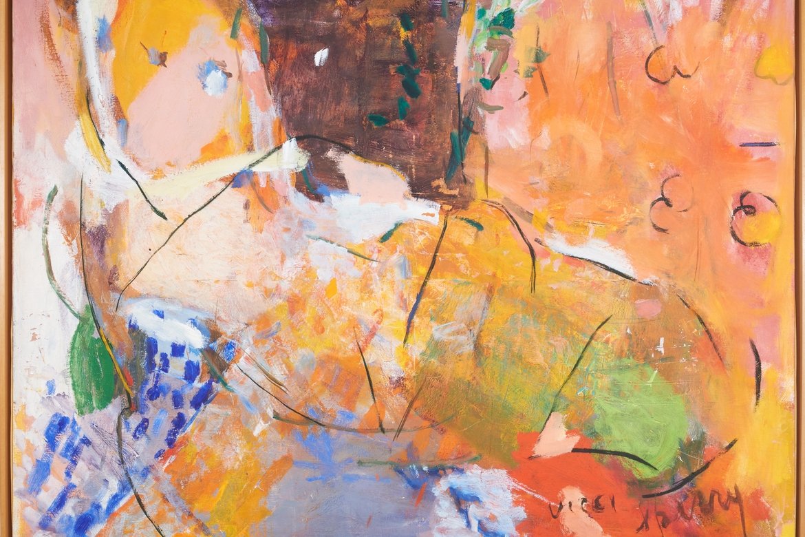 One of the four original Vicci Sperry paintings, (Untitled 1961) that was donated to UCLA Extension.